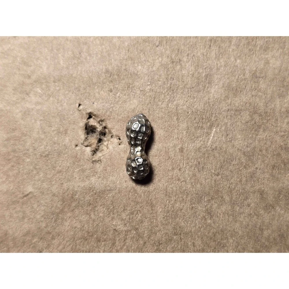 Vintage Silver Tone Figural Peanut Lapel Vest Hat Pin J2